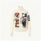 Women's Cream Graffiti Print Quilted Bomber Jacket