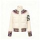 Women's Cream Ethnic Embroidery Quilted Bomber Jacket