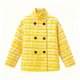 Women's Yellow & White Tweed Stripe Mandarin Collar Jacket