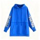 Women's Blue Oversized Hoodie with Graffiti Letter Sleeve Print